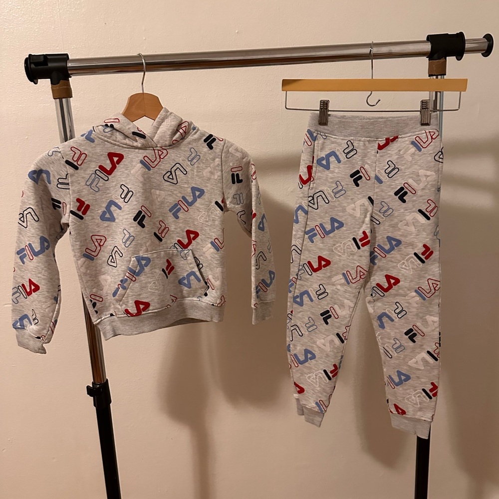 Fila Kids' Gray Hoodie and Jogger Set
